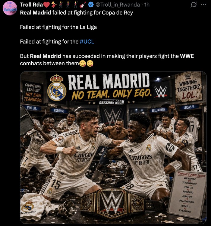 Meme Real Madrid Jadi WWE, Perang Saudara di Ruang Ganti!