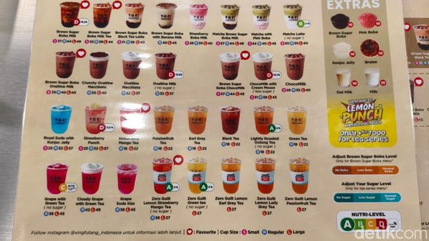 Penampakan Nutri Level di brand minuman kekinian