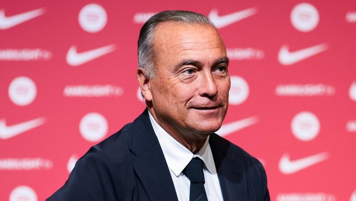 BARCELONA, SPAIN - JULY 25: Rafa Yuste looks on during the Hansi Flick unveiled as new FC Barcelona Coach at Spotify Camp Nou on July 25, 2024 in Barcelona, Spain. (Photo by Eric Alonso/Getty Images)