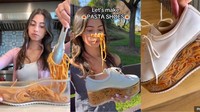 Feetghetti Viral! Cara Makan Pasta Influencer Ini Bikin Netizen Heran