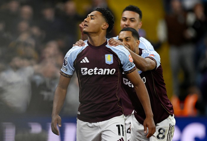 BIRMINGHAM, ENGLAND - MAY 15: Ollie Watkins of Aston Villa celebrates scoring his team's second goal during the Premier League match between Aston Villa and Liverpool at Villa Park on May 15, 2026 in Birmingham, England. (Photo by Shaun Botterill/Getty Images)
