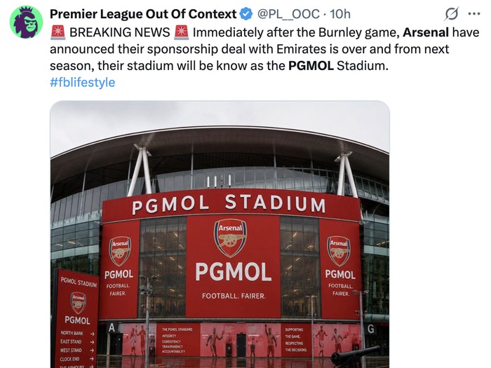 Meme Arsenal diolok-olok sebagai tim juara PGMOL.