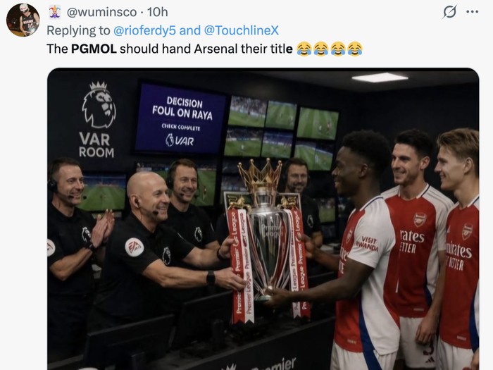 Meme Arsenal diolok-olok sebagai tim juara PGMOL.