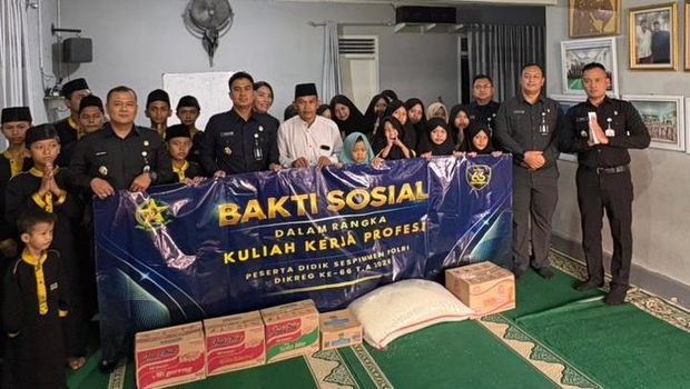 Serdik Sespimen Polri Dikreg ke-66 menggelar KKP di Polresta Bandar Lampung dan bakti sosial di panti asuhan, senin (18/5/2026).