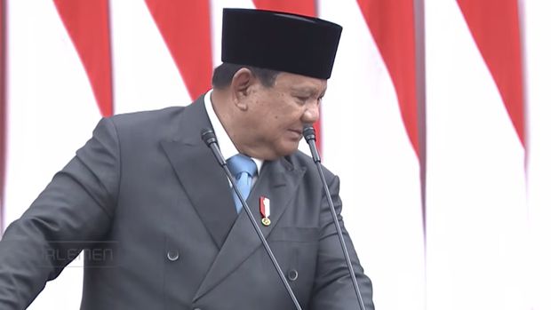 Presiden Prabowo Subianto menyampaikan pidato saat menghadiri Rapat Paripurna DPR RI ke-19 Terkait KEM dan PPKF RAPBN 2027 di Gedung DPR RI, Jakarta, Rabu (20/5/2026). (YouTube/ Sekretarat Presiden)