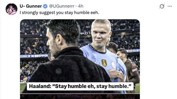 Erling Haaland Ucap Selamat ke Arsenal, Dibalas Meme Stay Humble