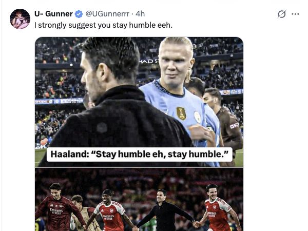 Erling Haaland Ucap Selamat ke Arsenal, Dibalas Meme Stay Humble