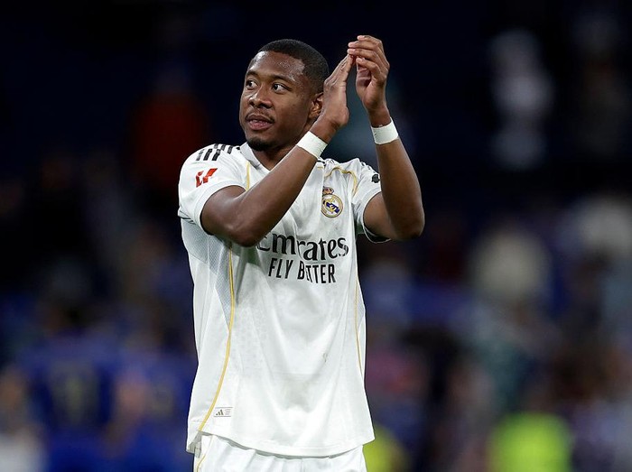 MADRID, SPAIN - MAY 14: David Alaba of Real Madrid celebrates the victory  during the LaLiga EA Sports  match between Real Madrid v Real Oviedo at the Estadio Santiago Bernabeu on May 14, 2026 in Madrid Spain (Photo by Maria Gracia Jimenez/Soccrates/Getty Images)