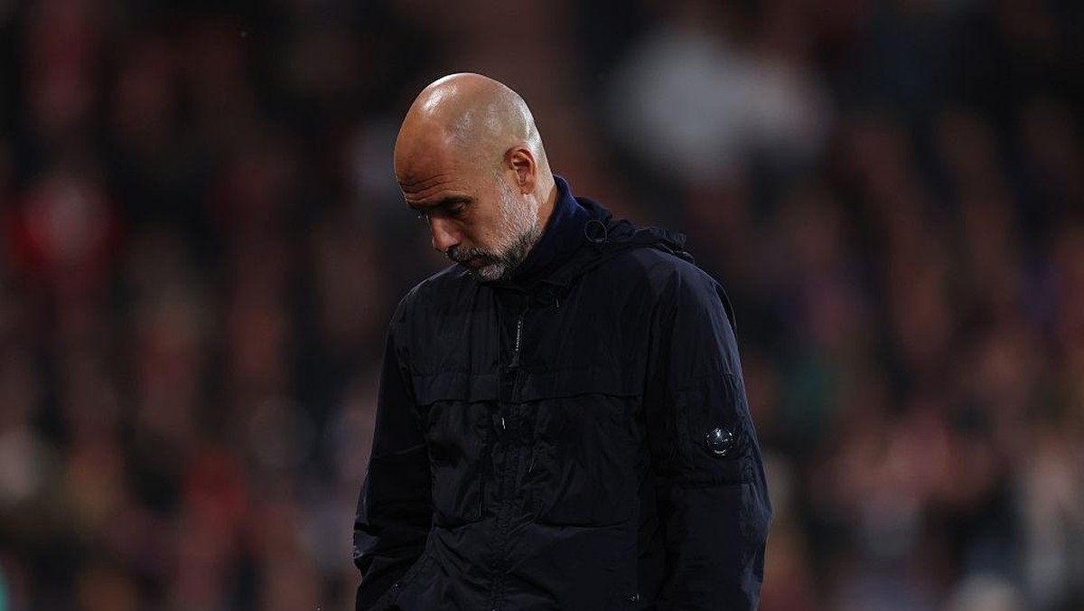 Karena Pep Guardiola sudah kehabisan energi untuk jadi manajer Man City. (Getty Images/Catherine Ivill - AMA)