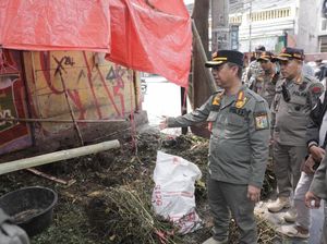 Satpol PP Tertibkan 5 Lapak Pedagang Hewan Kurban di Trotoar Jakpus