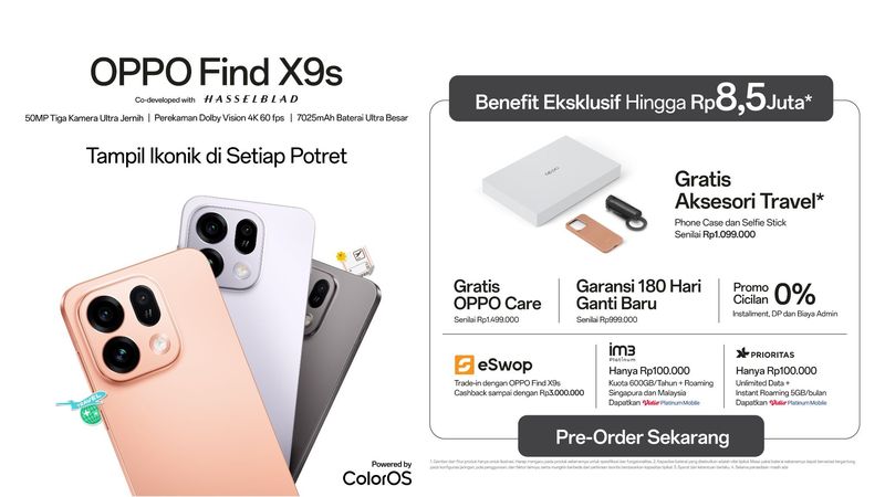 Keuntungan eksklusif Pre-order OPPO Find X9s)FIND