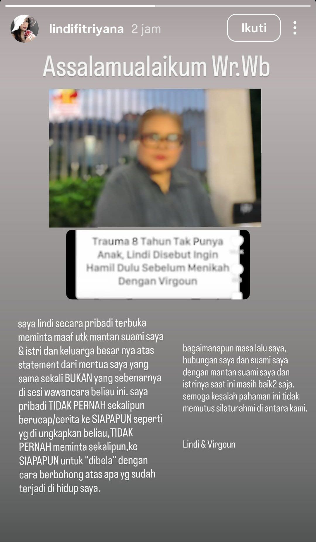 Lindi soal Eva Manurung