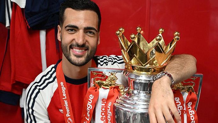LONDON, ENGLAND - MAY 24: Arsenals Mikel Merino celebrates after the Premier League match between Crystal Palace and Arsenal at Selhurst Park on May 24, 2026 in London, England. (Photo by Stuart MacFarlane/Arsenal FC via Getty Images)