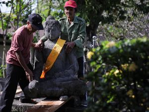 Jelang Waisak, Arca Unfinished Buddha Borobudur Dipindah ke Lapangan Kenari