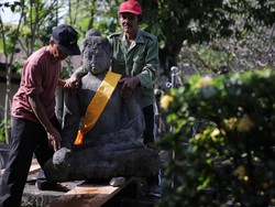 Jelang Waisak, Arca Unfinished Buddha Borobudur Dipindah ke Lapangan Kenari