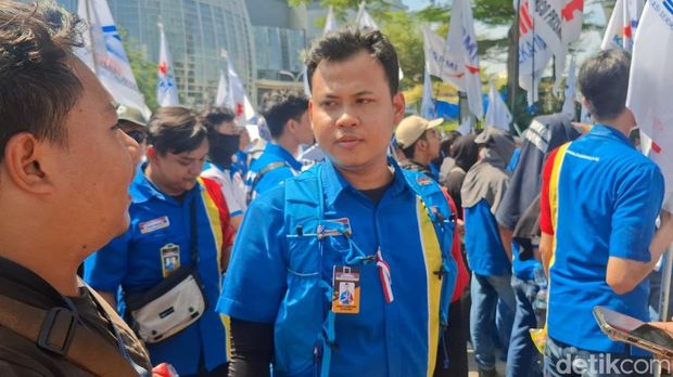 Perwakilan buruh Indomaret (Adhfar Aulia Syuhada/detikcom)