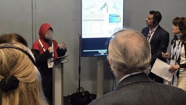 Momen saat Prihantini mempresentasikan riset di International Symposium on Pneumococci and Pneumococcal Disease (ISPPD) di Copenhagen, Denmark, 18 Mei 2026 lalu