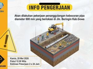 Ada Pengerjaan Pipa, Suplai PDAM Makassar Terganggu di 17 Lokasi Hari Ini