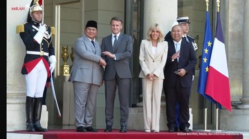 Prabowo Tiba di Istana Élysée, Disambut Langsung Macron dan Brigitte