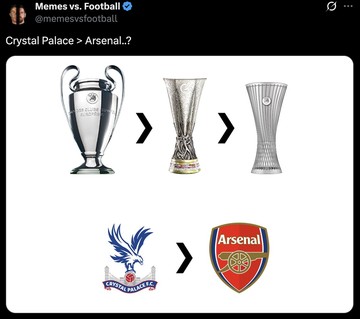 Meme Crystal Palace Juara Conference League, Arsenal Kena Sindir