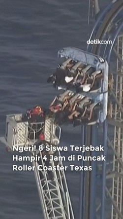 Video: Ngeri! 8 Siswa Terjebak Hampir 4 Jam di Puncak Roller Coaster Texas
