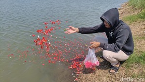 Tradisi Warga Siring Tabur Bunga di Tanggul Lumpur Lapindo Jelang Nikah