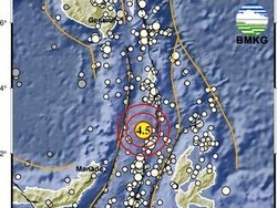 Gempa Bumi M 4,5 Guncang Ondong Sulut, Kedalaman 10 Kilometer