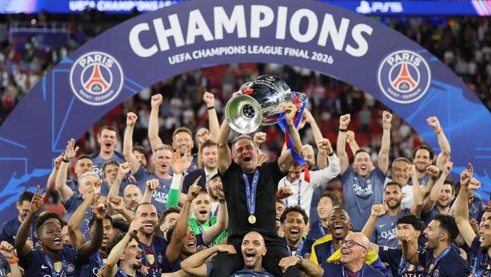 Paris Saint-Germain sukses mempertahankan gelar juara Liga Champions usai mengalahkan Arsenal pada final di Puskas Arena, Budapest, Sabtu (30/5/2026).