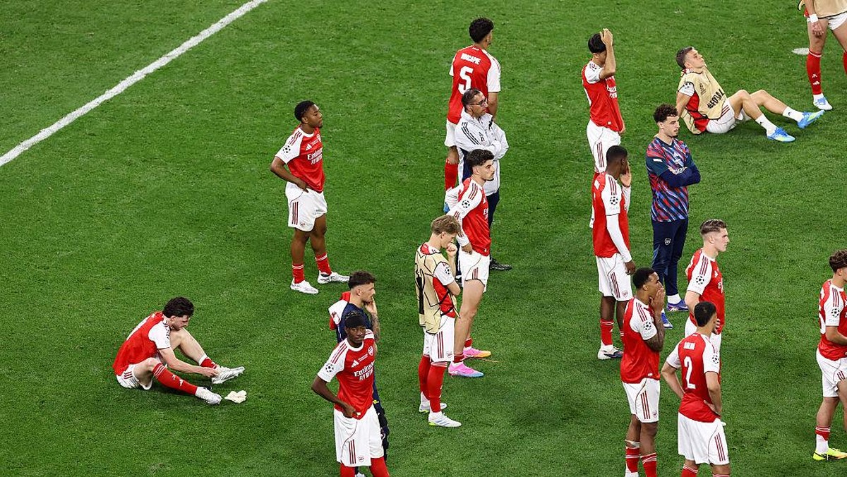 Momen Arsenal kalah di final Liga Champions. (Foto: Offside via Getty Images/Jacques Feeney/Offside)