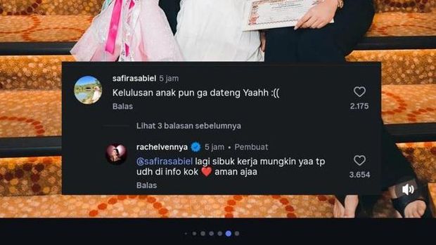 Jawaban Rachel Vennya soal tak hadirnya Okin di wisuda anak