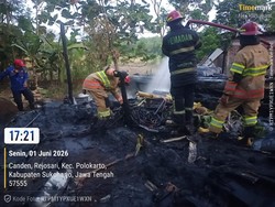 Gudang Sparepart Mobil di Sukoharjo Ludes Terbakar