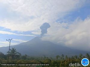 Gunung Lewotobi Laki-laki Meletus, Muntahkan Abu Setinggi 1 Km
