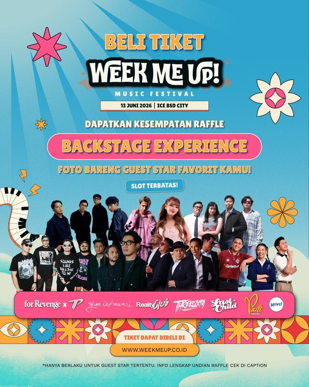Konser Gratis Juni 2026 Week Me Up! Fest/Foto: Instagram @weekmeup.official Konser Gratis Juni 2026 Week Me Up! Fest/Foto: Instagram @weekmeup.official