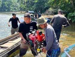 Polsek Kampar Kiri Sita 3 Rakit Tambang Emas Ilegal di Sungai Subayang