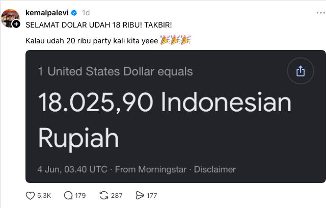 Ramai-ramai Seleb Ikut Komen Rp18.000 per Dolar AS