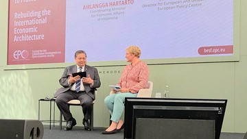 Di Belgia, Airlangga Bicara Pembangunan Arsitektur Ekonomi Internasional