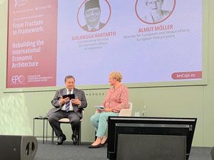 Di Belgia, Airlangga Bicara Pembangunan Arsitektur Ekonomi Internasional