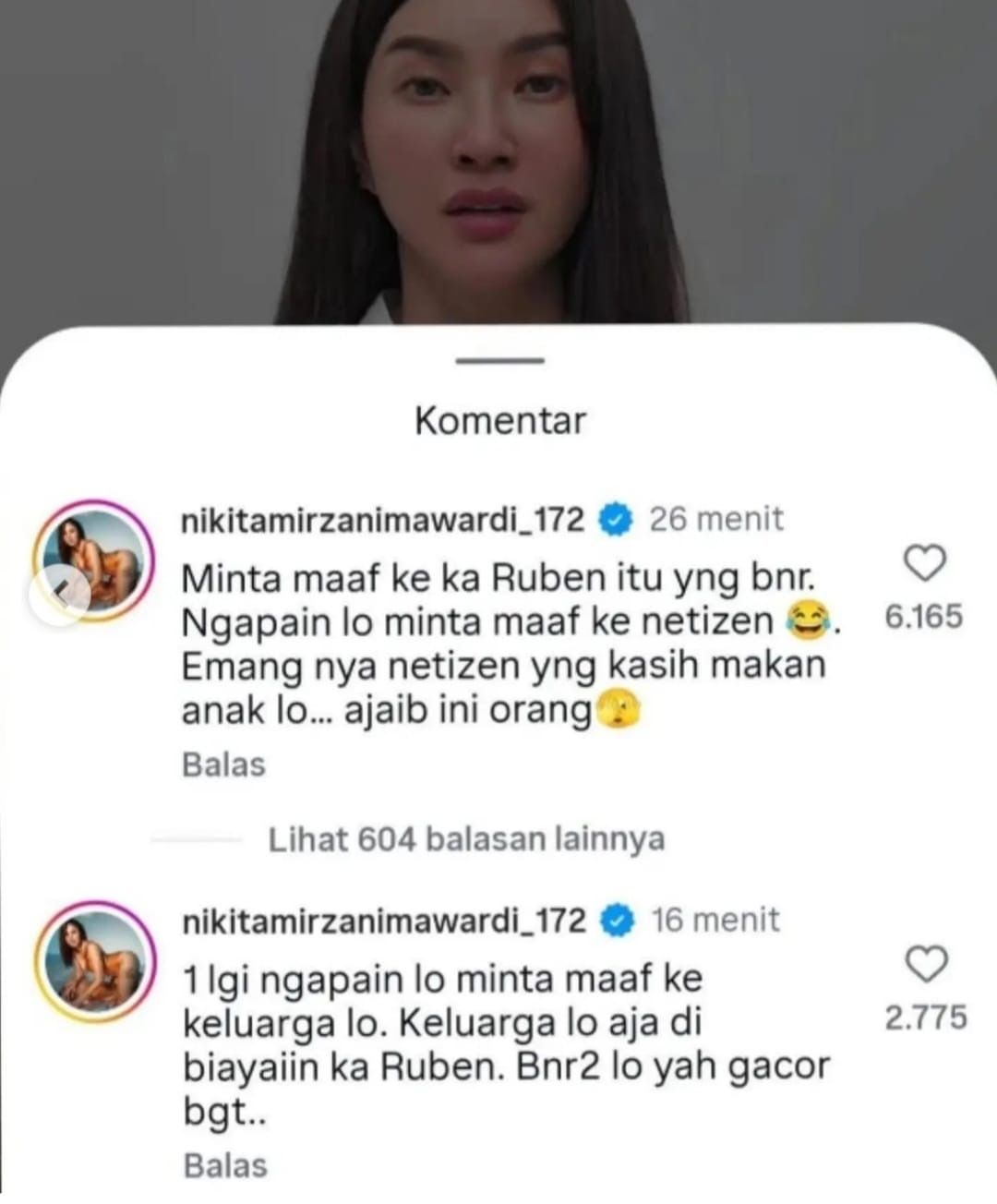 Komentar akun Nikita Mirzani