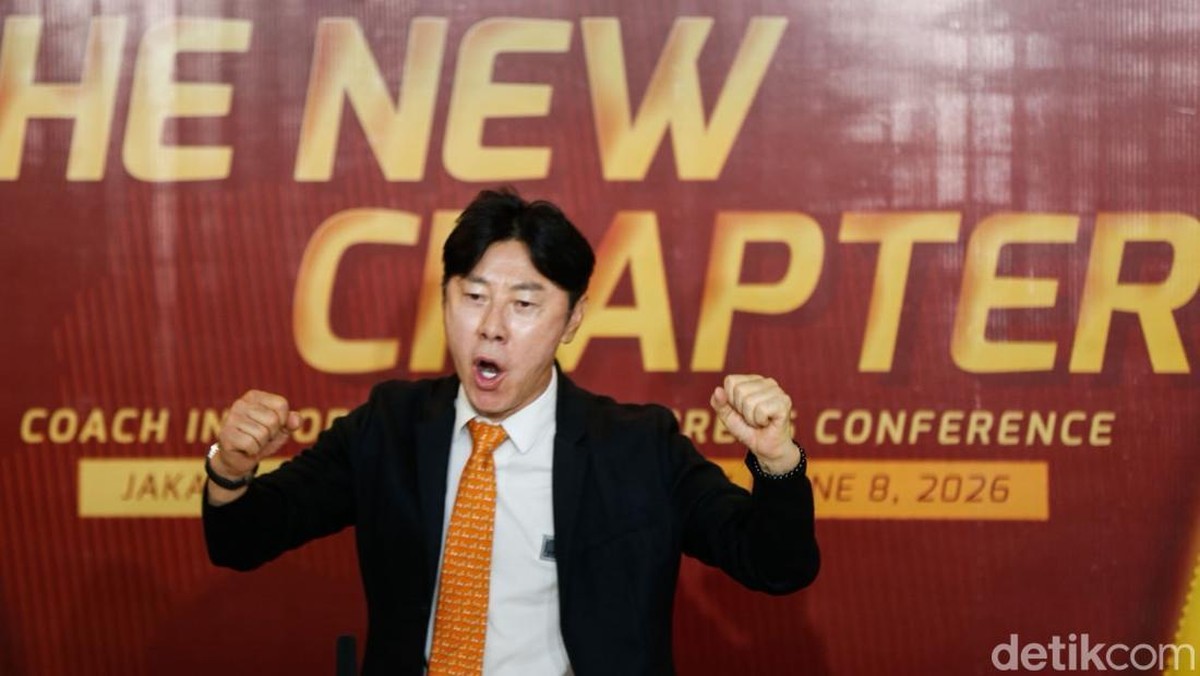 Shin Tae-yong dalam perkenalan sebagai pelatih Persija Jakarta. (Foto: Rifkianto Nugroho/detikFoto)