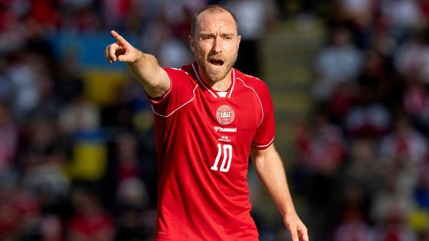 SOCCER-FRIENDLY-DNK-UKR/ Soccer Football - International Friendly - Denmark v Ukraine - Odense, Denmark - June 7, 2026 Denmark's Christian Eriksen during the match before he later collapsed on the pitch Bo Amstrup/Ritzau Scanpix via REUTERS ATTENTION EDITORS - THIS IMAGE WAS PROVIDED BY A THIRD PARTY. DENMARK OUT. NO COMMERCIAL OR EDITORIAL SALES IN DENMARK.