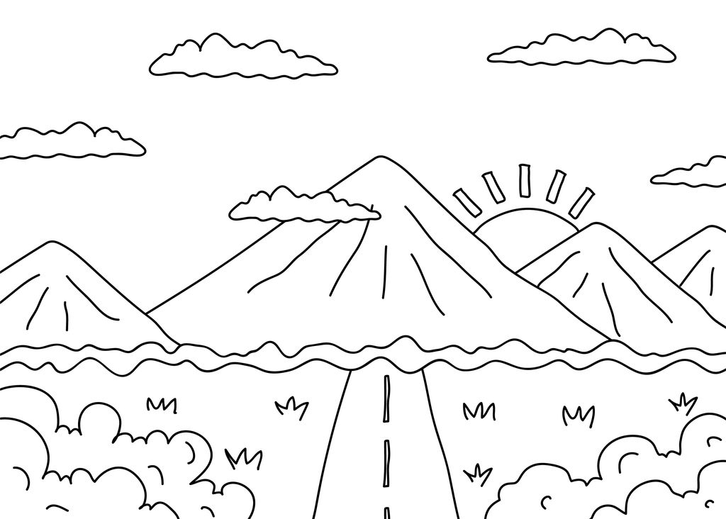 Ilustrasi Gambar Pemandangan Gunung