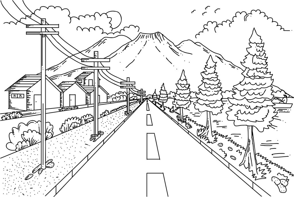 Ilustrasi Gambar Pemandangan Gunung