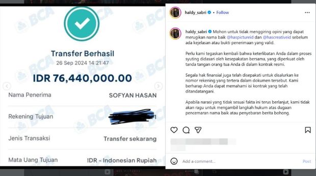 Bukti transfer honor Ratu Sofya
