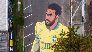 Mural Raksasa Neymar Semarakkan Demam Piala Dunia