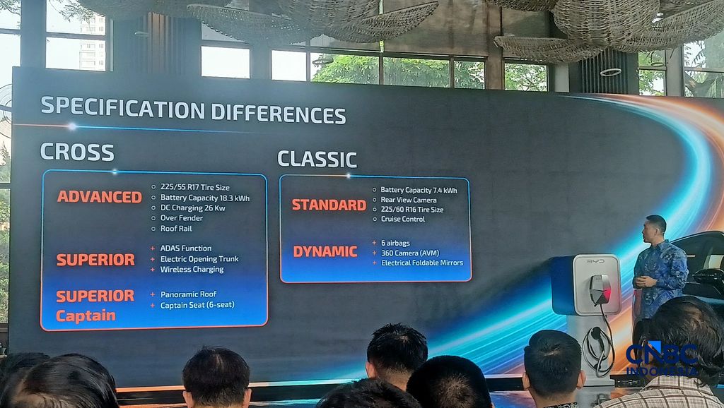 Operation Director PT BYD Motor Indonesia, Nathan Sun dalam peluncuram nilai BYD M6 DM di Senayan, Jaksel, Jumat (12/6/2026). (CNBC Indonesia/Ferry Sandi)