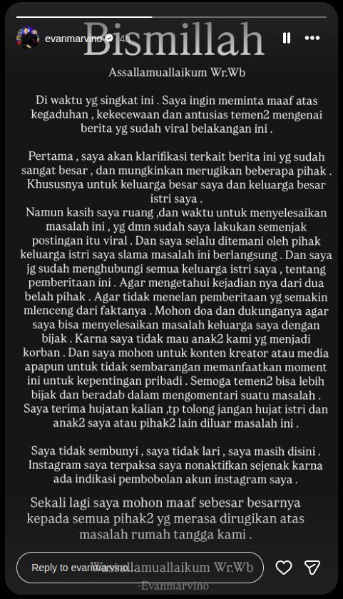 Klarifikasi Evan Marvino