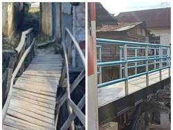 Potret Before-After Jembatan Miring Benteng Takeshi yang Dipoles Polda Riau