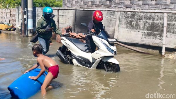 Banjir Rob Merendam Kawasan Pesisir Sidoarjo