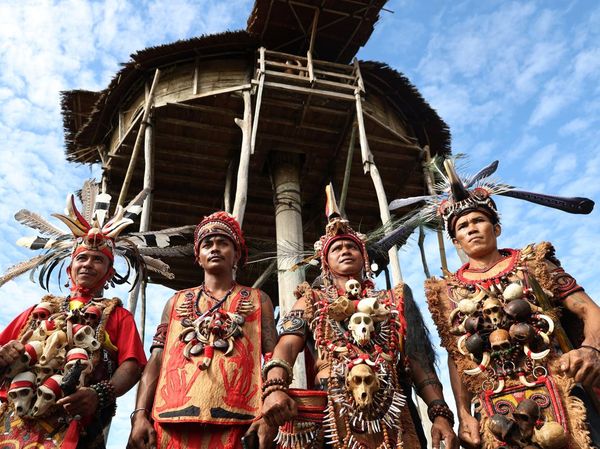 Atraksi di Bengkayang, Memanjat Bambu dengan Kepala di Bawah
