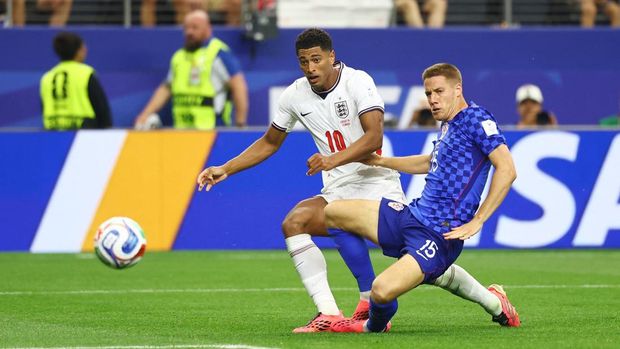 Soccer Football - FIFA World Cup 2026 - Group L - England v Croatia - Dallas Stadium, Arlington, Texas, U.S. - June 17, 2026 England's Jude Bellingham scores their third goal REUTERS/Kai Pfaffenbach